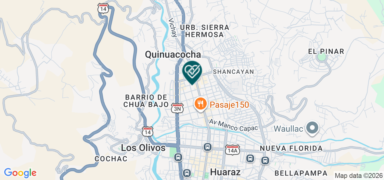 Mapa de Clinica San Pablo Sede Huaraz