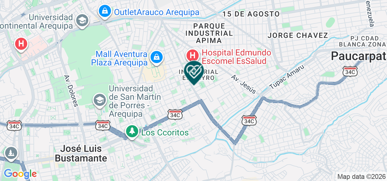 Mapa de Policlínico de Salud Rutas Seguras SAC.