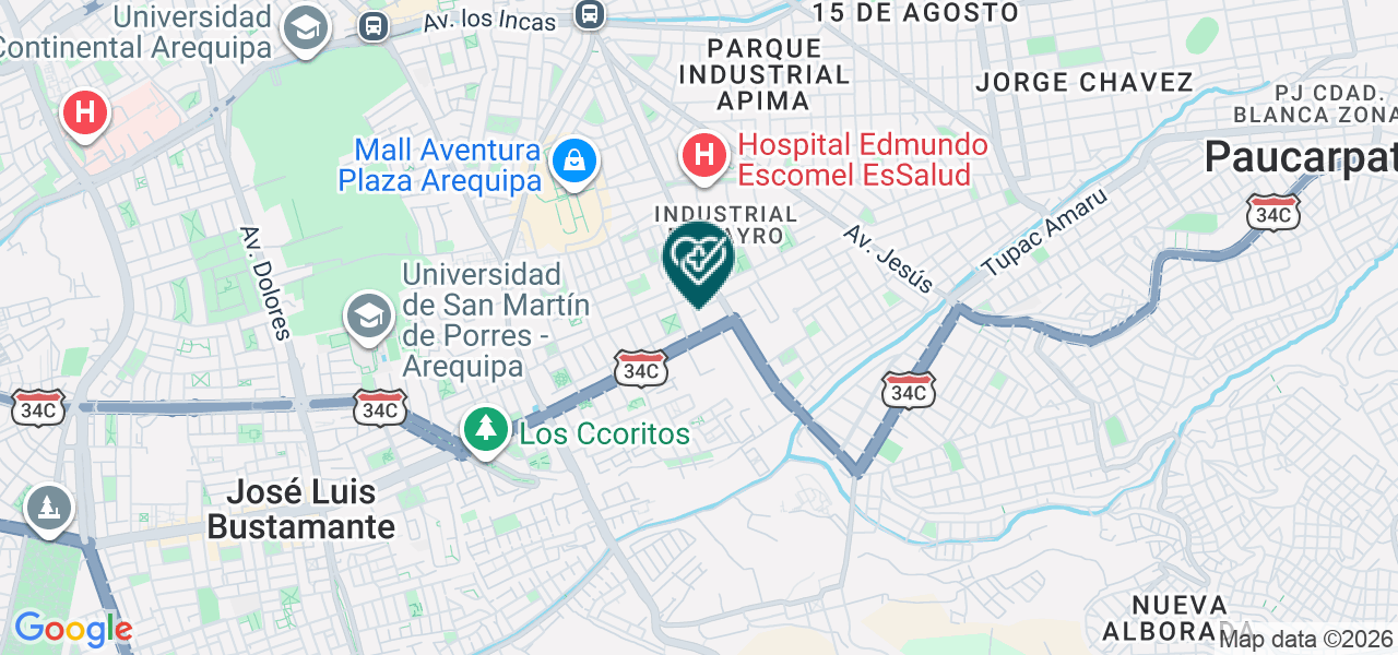 Mapa de Policlinico Señor de los Milagros de Arequipa S.A.C.