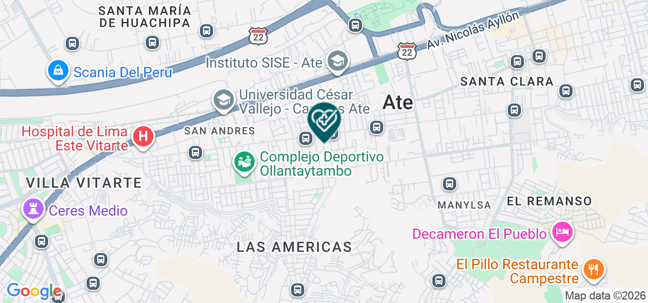 Mapa de Policlinico Municipal de Ate