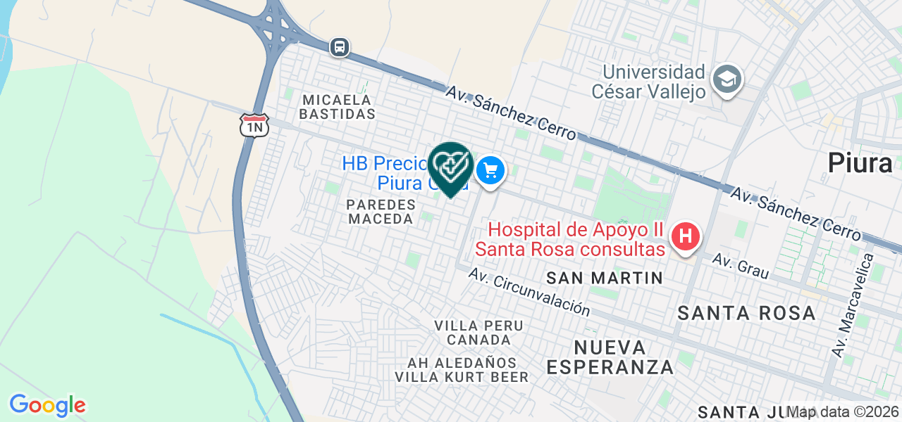 Mapa de Policlinico Clasam Salud Ocupacional Piura