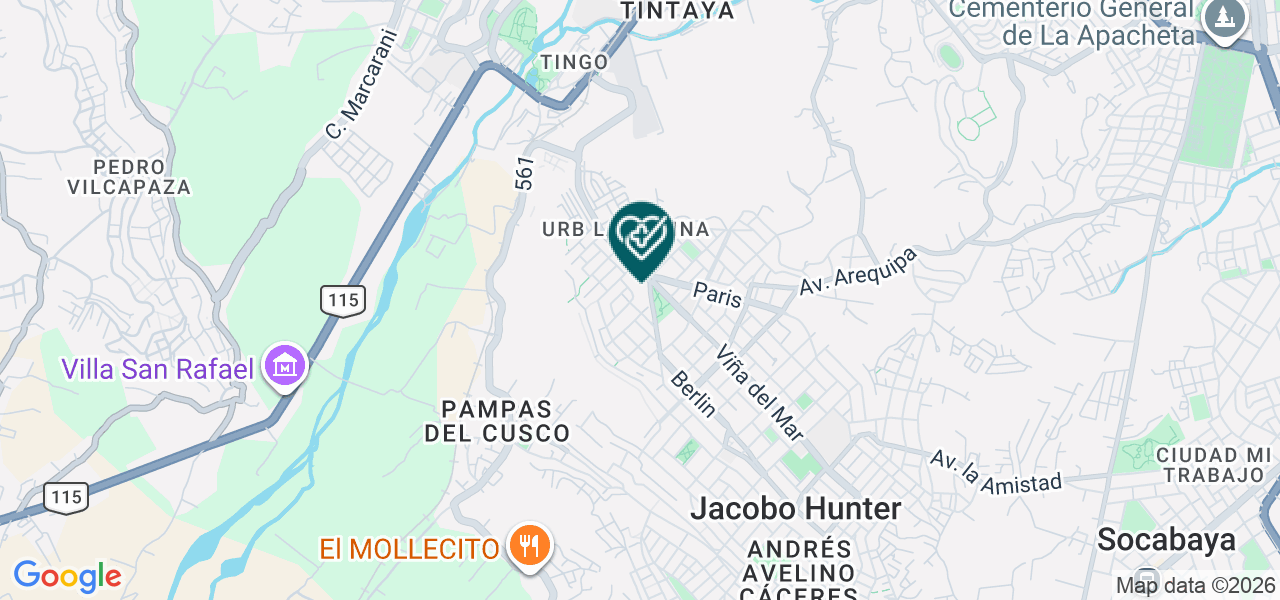 Mapa de Consultorio Medico San Jose de Tiabaya