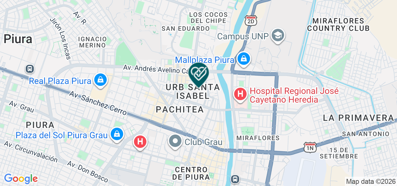 Mapa de Clínica San Juan de Dios de Piura