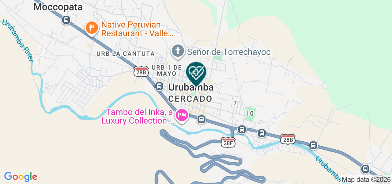Mapa de Oxigen Medical Network Valle Sagrado