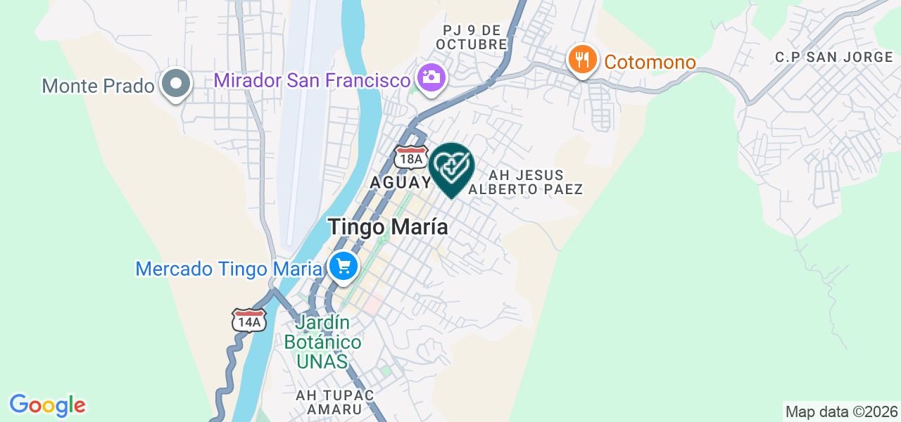 Mapa de Centro Medico Especializado el Milagro - Tingo Maria Sociedad Comercial de Responsabilidad Limitada