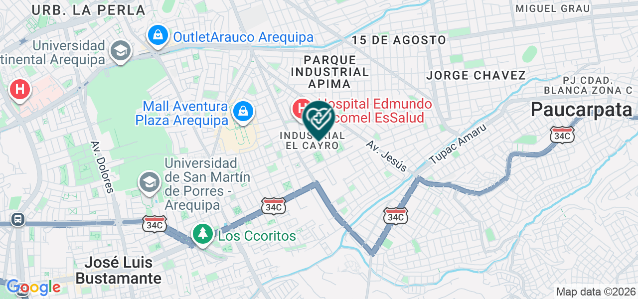 Mapa de Policlinico Servicios Medicos Arequipa