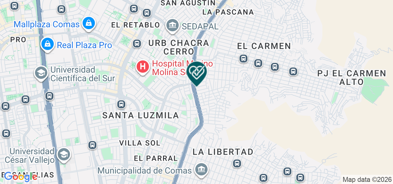 Mapa de Centro Medico Especializado Solidario de Comas