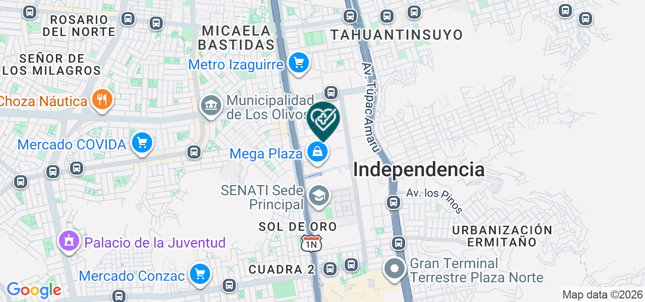 Mapa de Integramédica Megaplaza