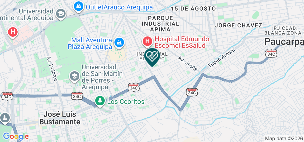 Mapa de Policlinico Particular San Sebastian EIRL.