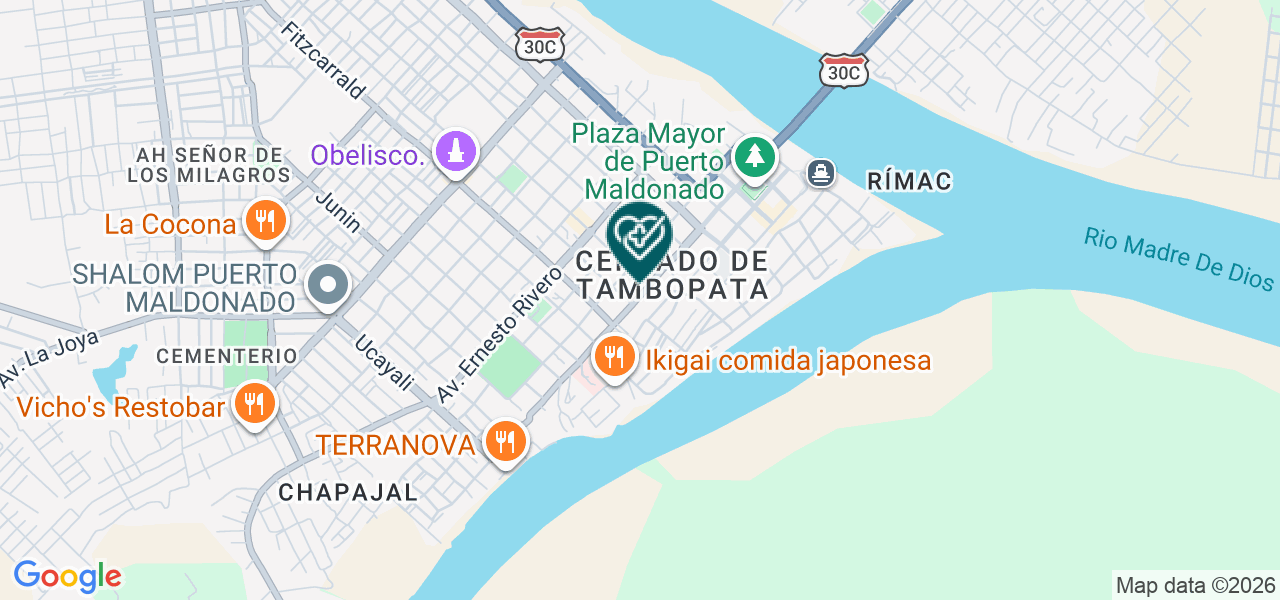 Mapa de Consultorio Medico Especializado Central Medica Madre de Dios