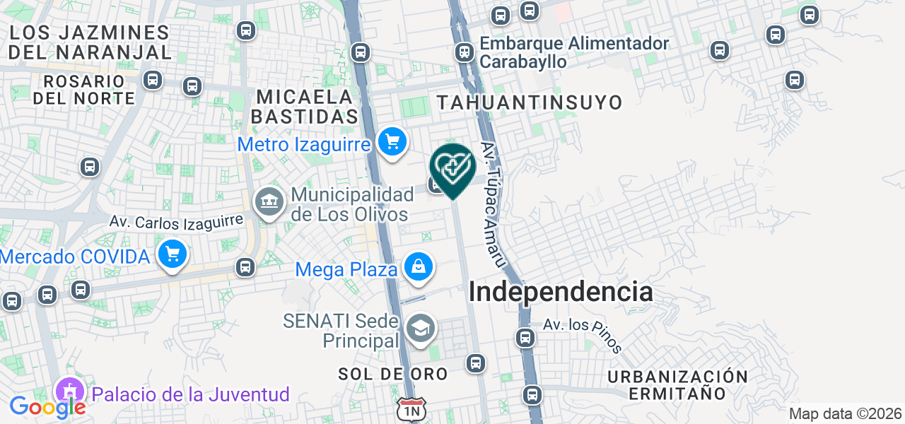 Mapa de Centro de Hemodialisis Virgen de Guadalupe Lima S.A.C.