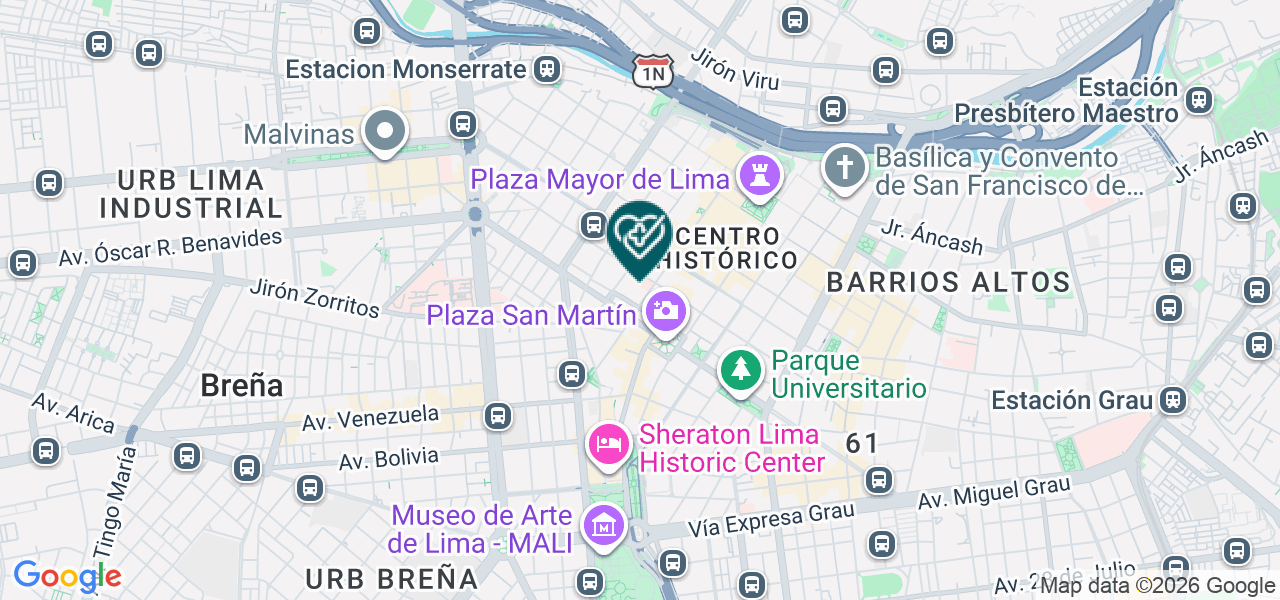 Mapa de Centro Odontologico Americano - Lima Centro