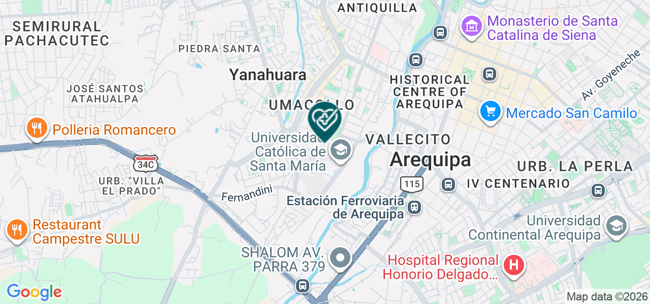 Mapa de Centro de Atención Psicológica de la Ucsm