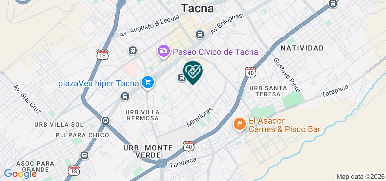 Mapa de Centro Odontologico Americano - Tacna