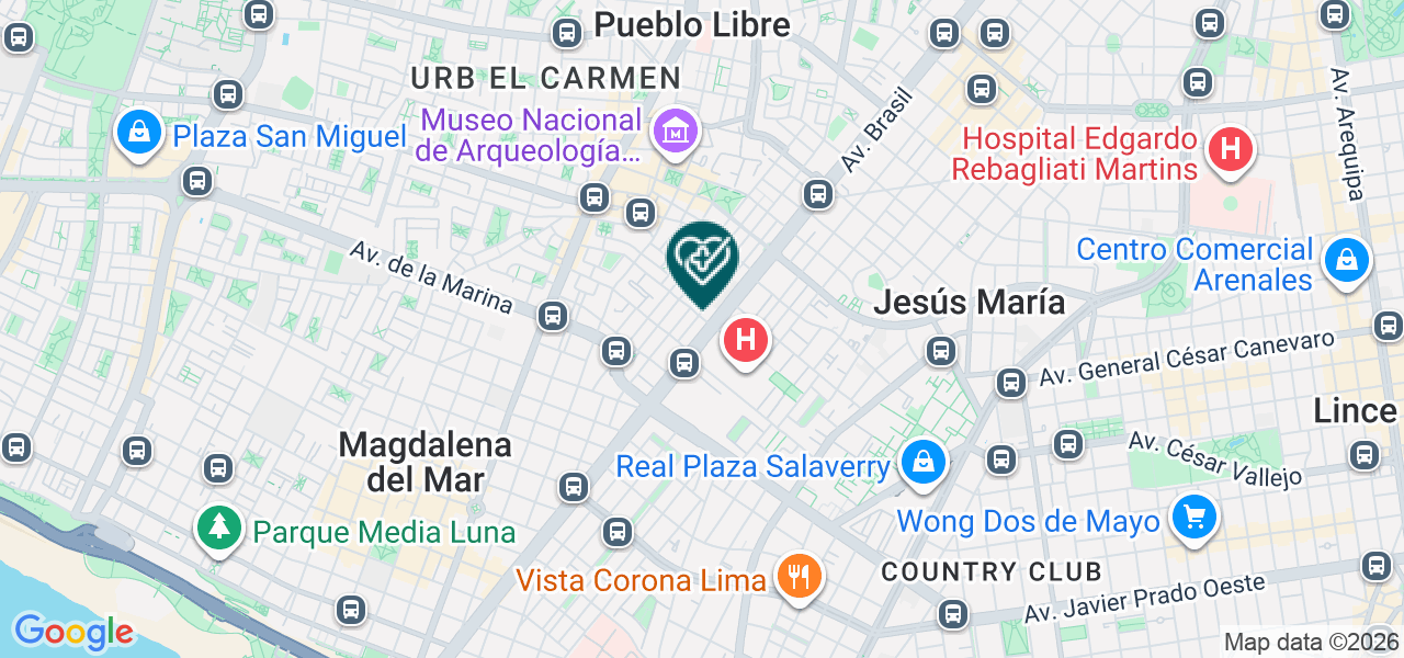 Mapa de Consultorio Medico Externo de la Clínica Especializada en Cirugía Plástica San Agustín S.A.C.
