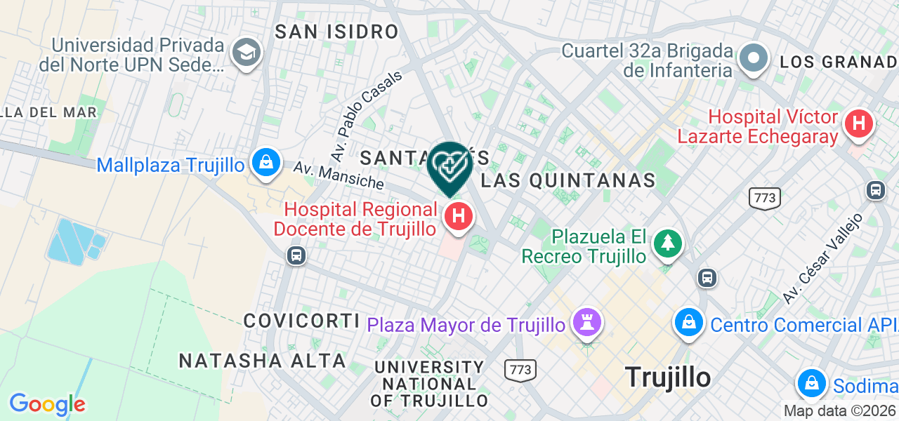 Mapa de Consultorio de Medico Traumatologia y Ortopedia.