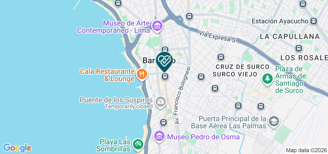 Mapa de Centro Odontologico Americano - Barranco